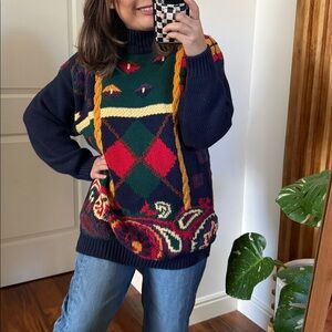 Vintage Pullover Mock neck Grandpa Sweater.‎ Size M